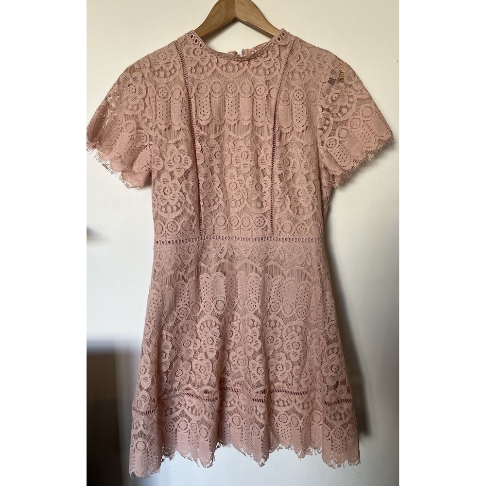 Moon River Pale Pink Lace Short Sleeve Coquette Romantic Mini Dress Size Medium